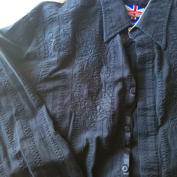 English Laundy Men's Embroidered Button up shirt size M - Picture 2 of 7